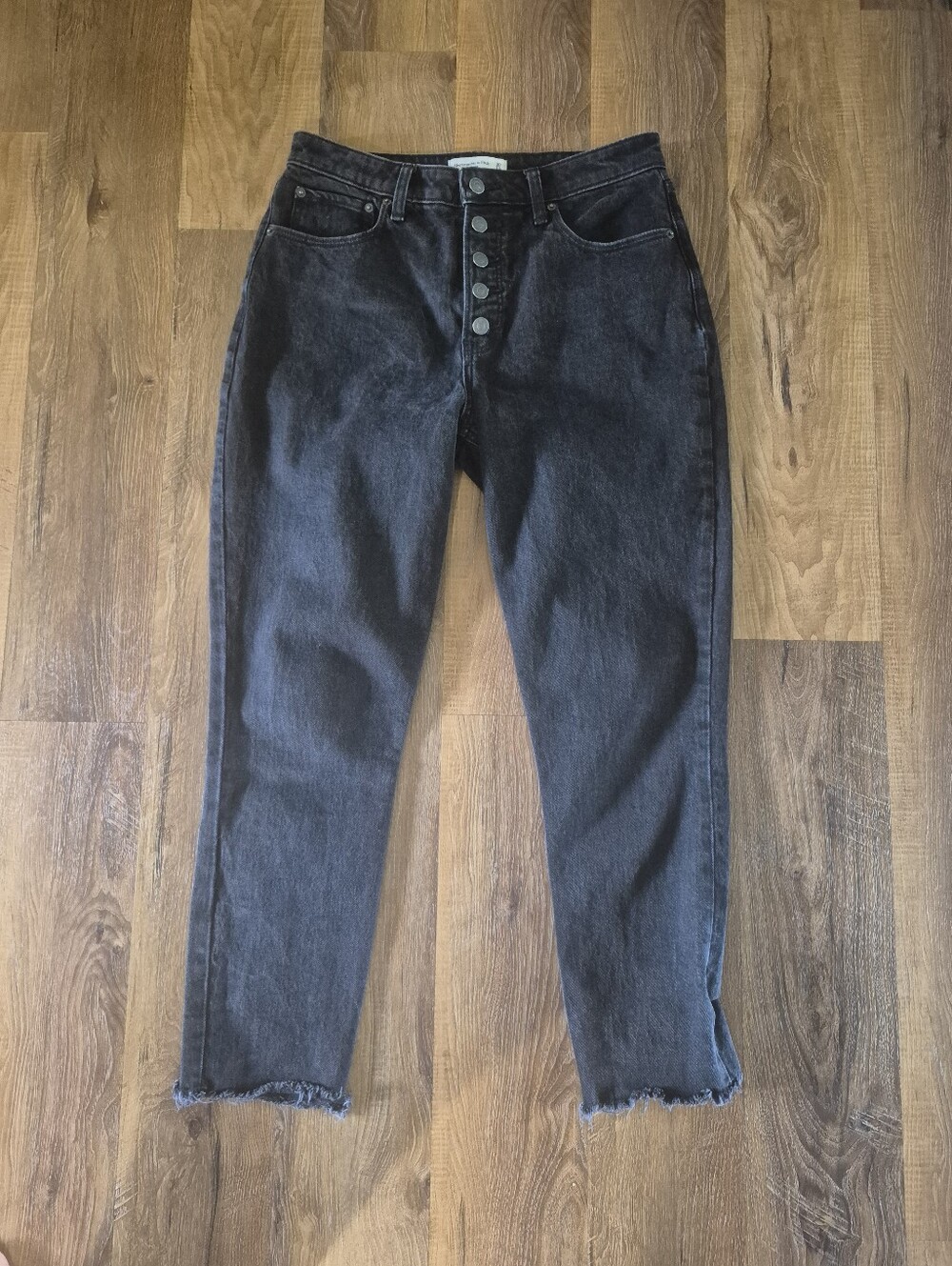 Abercrombie & Fitch Black High-Rise Button-Fly Jeans